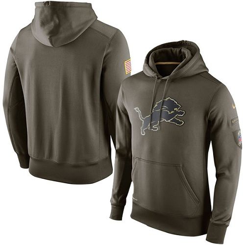 Men's Detroit Lions  Olive Salute To Service KO Performance Hoodie