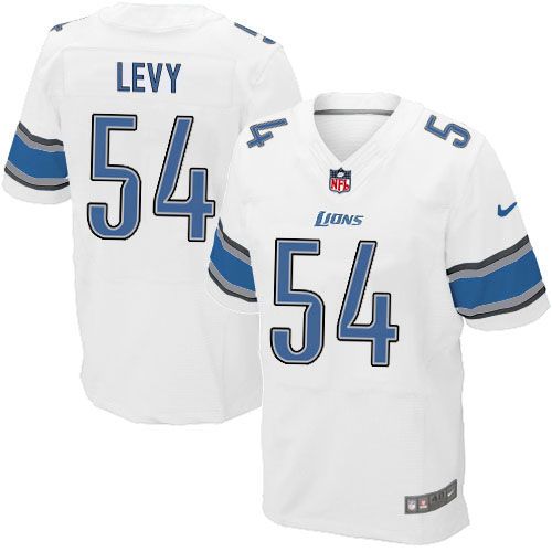  Lions #54 DeAndre Levy White Men's Stitched NFL Elite Jersey