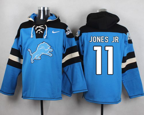  Lions #11 Marvin Jones Jr Blue Player Pullover NFL Hoodie