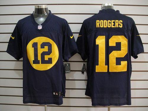  Packers #12 Aaron Rodgers Navy Blue Alternate Men's Stitched NFL Elite Jersey