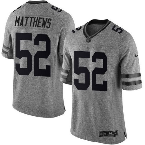  Packers #52 Clay Matthews Gray Men's Stitched NFL Limited Gridiron Gray Jersey