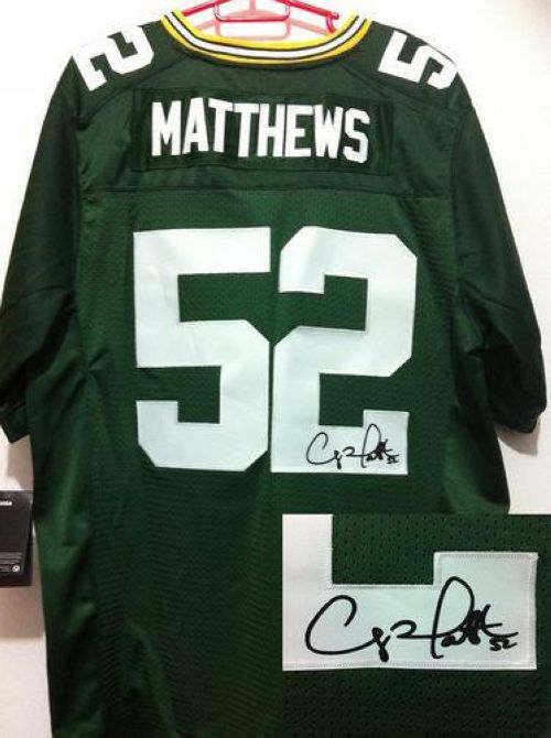 Packers #52 Clay Matthews Green Team Color Men's Stitched NFL Elite Autographed Jersey