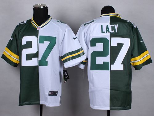  Packers #27 Eddie Lacy Green/White Men's Stitched NFL Elite Split Jersey