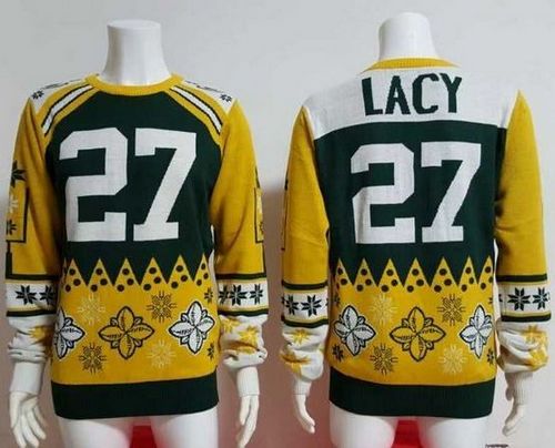 Packers #27 Eddie Lacy Green/Yellow Men's Ugly Sweater
