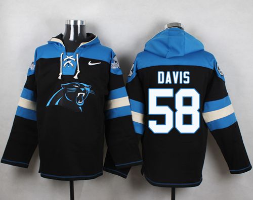  Panthers #58 Thomas Davis Black Player Pullover NFL Hoodie