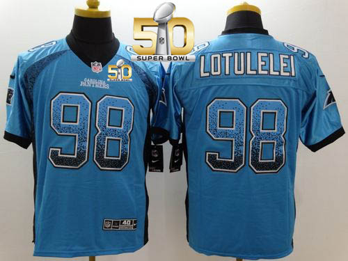  Panthers #98 Star Lotulelei Blue Alternate Super Bowl 50 Men's Stitched NFL Elite Drift Fashion Jersey