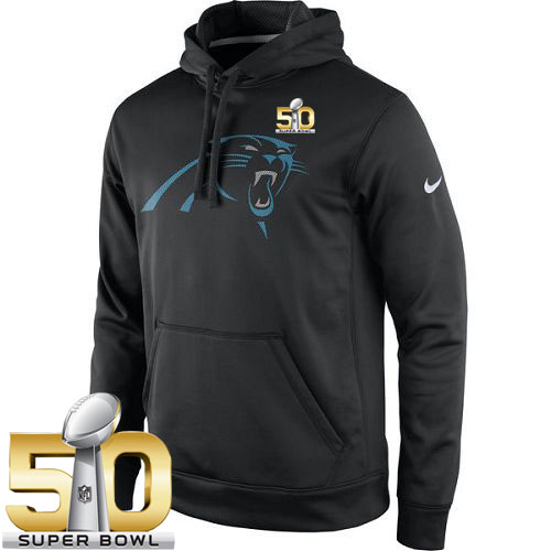 Men's Carolina Panthers  Black Super Bowl 50 Practice Performance Pullover Hoodie