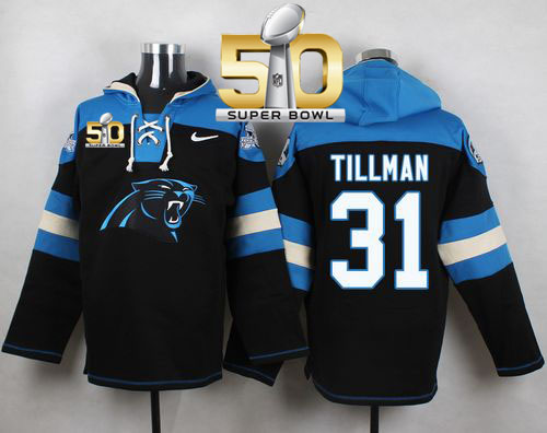  Panthers #31 Charles Tillman Black Super Bowl 50 Player Pullover NFL Hoodie