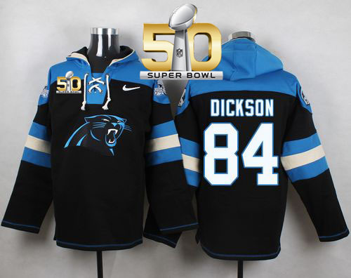  Panthers #84 Ed Dickson Black Super Bowl 50 Player Pullover NFL Hoodie