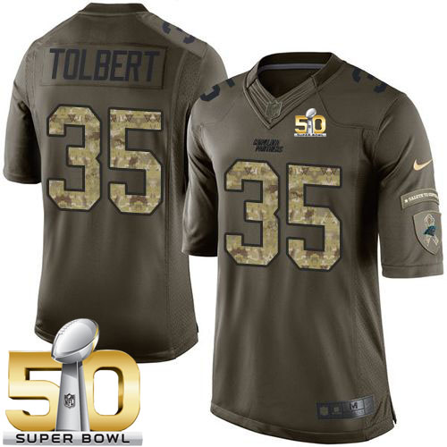  Panthers #35 Mike Tolbert Green Super Bowl 50 Men's Stitched NFL Limited Salute to Service Jersey