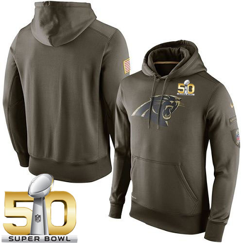 Men's Carolina Panthers Super Bowl 50  Olive Salute To Service KO Performance Hoodie