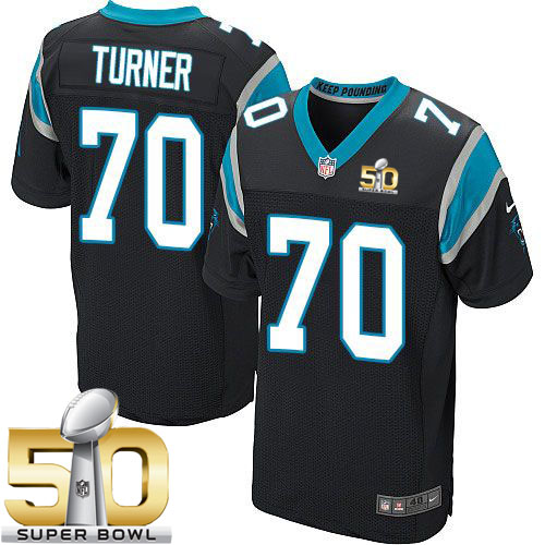  Panthers #70 Trai Turner Black Team Color Super Bowl 50 Men's Stitched NFL Elite Jersey