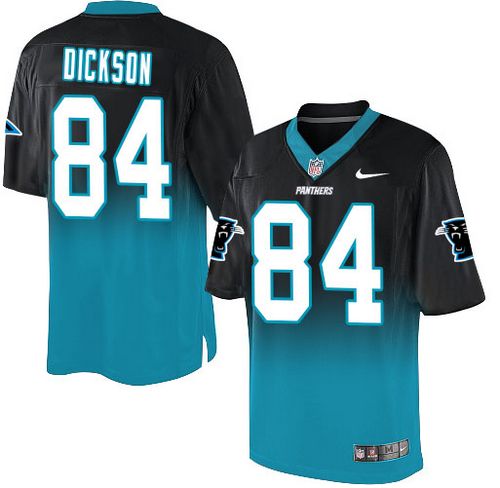 Panthers #84 Ed Dickson Black/Blue Men's Stitched NFL Elite Fadeaway Fashion Jersey