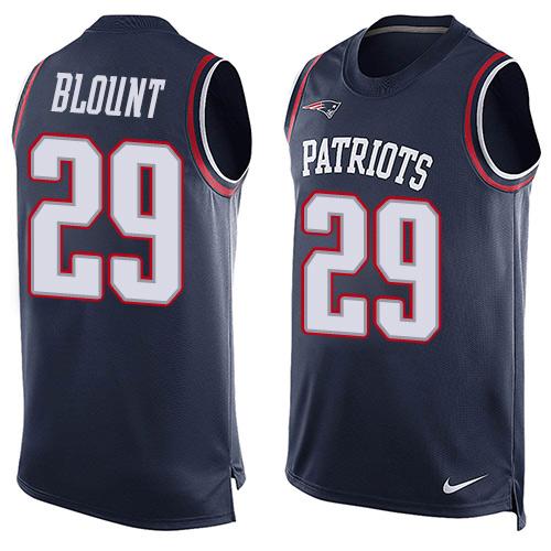  Patriots #29 LeGarrette Blount Navy Blue Team Color Men's Stitched NFL Limited Tank Top Jersey