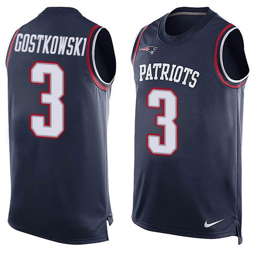  Patriots #3 Stephen Gostkowski Navy Blue Team Color Men's Stitched NFL Limited Tank Top Jersey