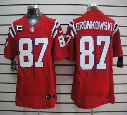  Patriots #87 Rob Gronkowski Red Alternate With C Patch Men's Stitched NFL Elite Jersey