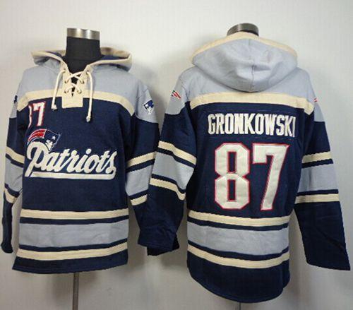 New England Patriots #87 Rob Gronkowski Blue Sawyer Hooded Sweatshirt NFL Hoodie