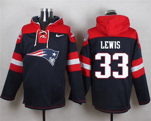  Patriots #33 Dion Lewis Navy Blue Player Pullover NFL Hoodie