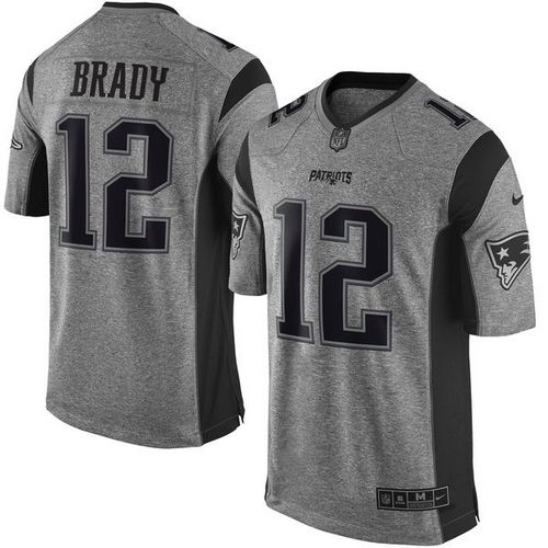  Patriots #12 Tom Brady Gray Men's Stitched NFL Limited Gridiron Gray Jersey