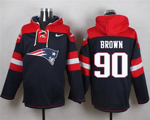  Patriots #90 Malcom Brown Navy Blue Player Pullover NFL Hoodie