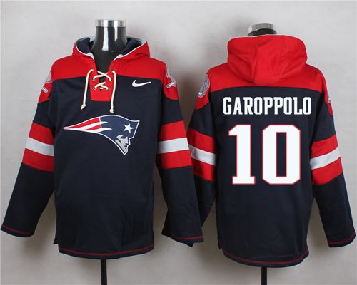  Patriots #10 Jimmy Garoppolo Navy Blue Player Pullover NFL Hoodie