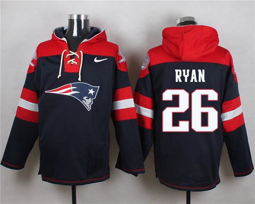  Patriots #26 Logan Ryan Navy Blue Player Pullover NFL Hoodie