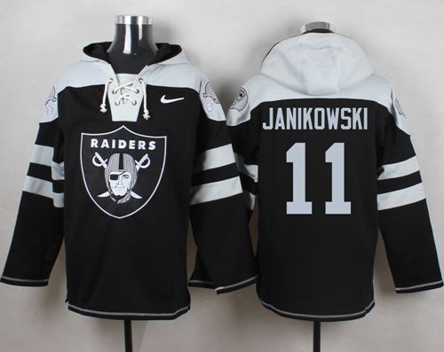  Raiders #11 Sebastian Janikowski Black Player Pullover NFL Hoodie