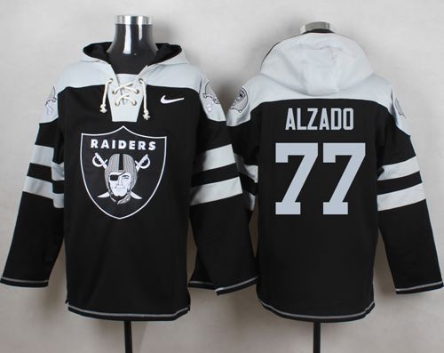  Raiders #77 Lyle Alzado Black Player Pullover NFL Hoodie