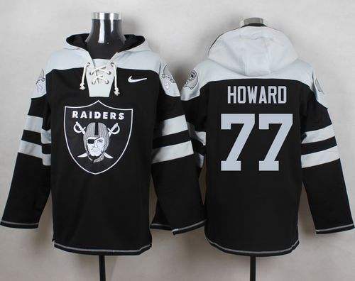  Raiders #77 Austin Howard Black Player Pullover NFL Hoodie