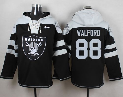  Raiders #88 Clive Walford Black Player Pullover NFL Hoodie