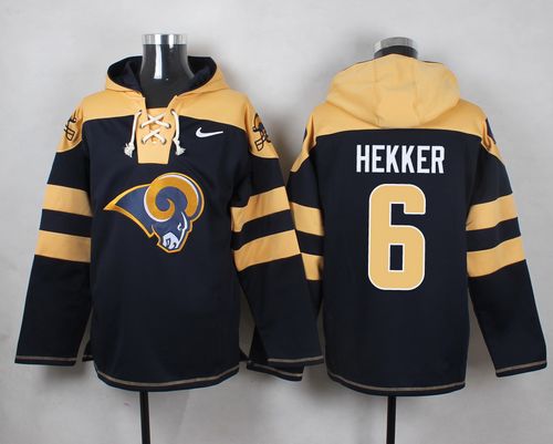  Rams #6 Johnny Hekker Navy Blue Player Pullover NFL Hoodie