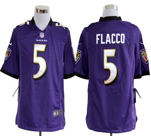  Ravens #5 Joe Flacco Purple Team Color Men's Stitched NFL Game Jersey
