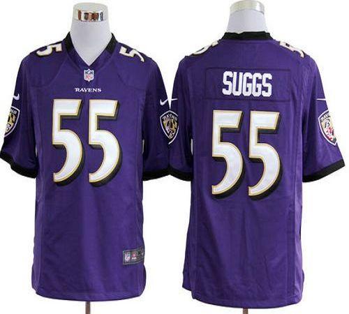  Ravens #55 Terrell Suggs Purple Team Color Men's Stitched NFL Game Jersey