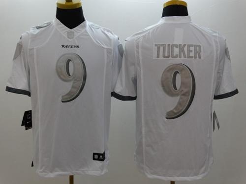  Ravens #9 Justin Tucker White Men's Stitched NFL Limited Platinum Jersey