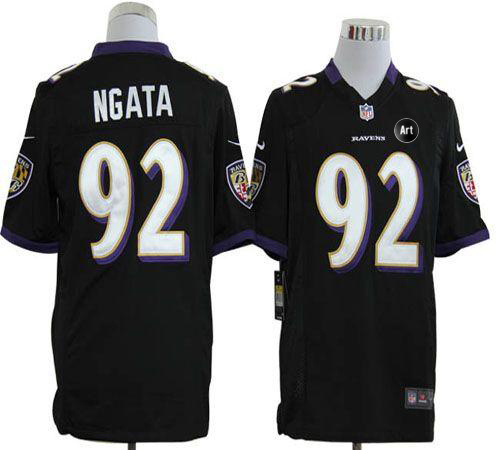  Ravens #92 Haloti Ngata Black Alternate With Art Patch Men's Stitched NFL Game Jersey