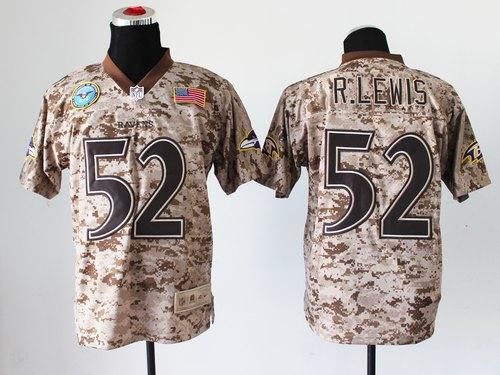  Ravens #52 Ray Lewis Camo Men's Stitched NFL New Elite USMC Jersey