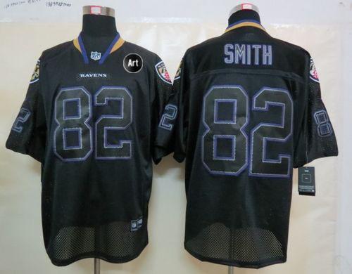  Ravens #82 Torrey Smith Lights Out Black With Art Patch Men's Stitched NFL Elite Jersey