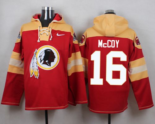  Redskins #16 Colt McCoy Burgundy Red Player Pullover NFL Hoodie