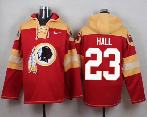  Redskins #23 DeAngelo Hall Burgundy Red Player Pullover NFL Hoodie