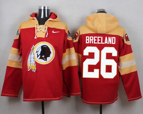  Redskins #26 Bashaud Breeland Burgundy Red Player Pullover NFL Hoodie