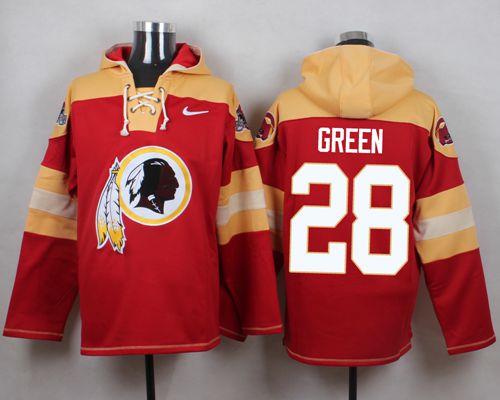  Redskins #28 Darrell Green Burgundy Red Player Pullover NFL Hoodie