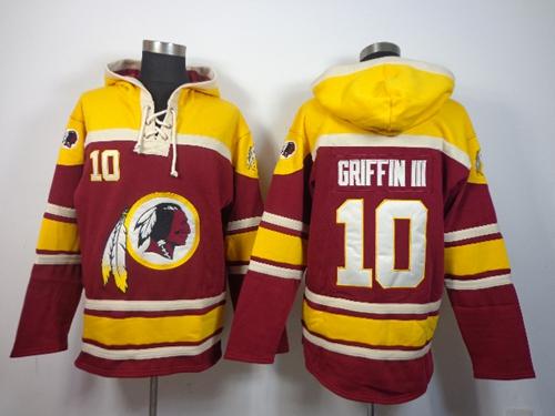  Redskins #10 Robert Griffin III Red Sawyer Hooded Sweatshirt NFL Hoodie