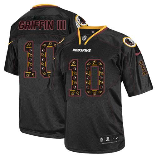  Redskins #10 Robert Griffin III New Lights Out Black Men's Stitched NFL Elite Jersey