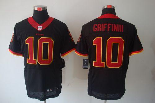  Redskins #10 Robert Griffin III Black Men's Stitched NFL Elite Jersey