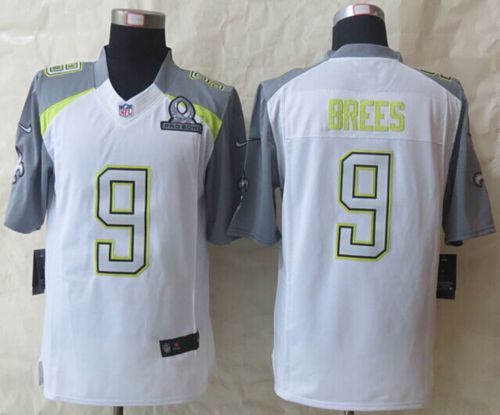  Saints #9 Drew Brees White Pro Bowl Men's Stitched NFL Elite Team Carter Jersey