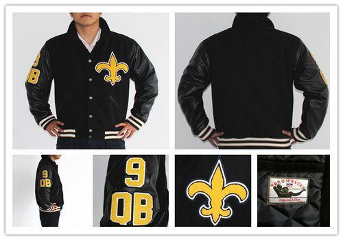 Mitchell And Ness NFL New Orleans Saints #9 Drew Brees Authentic Wool Jacket