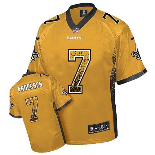  Saints #7 Morten Andersen Gold Men's Stitched NFL Elite Drift Fashion Jersey