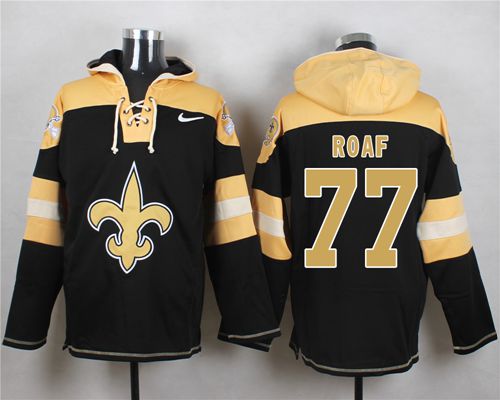  Saints #77 Willie Roaf Black Player Pullover NFL Hoodie