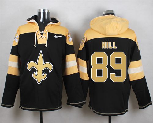  Saints #89 Josh Hill Black Player Pullover NFL Hoodie