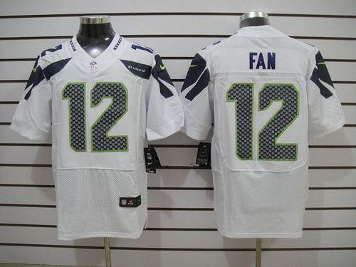  Seahawks #12 Fan White Men's Stitched NFL Elite Jersey